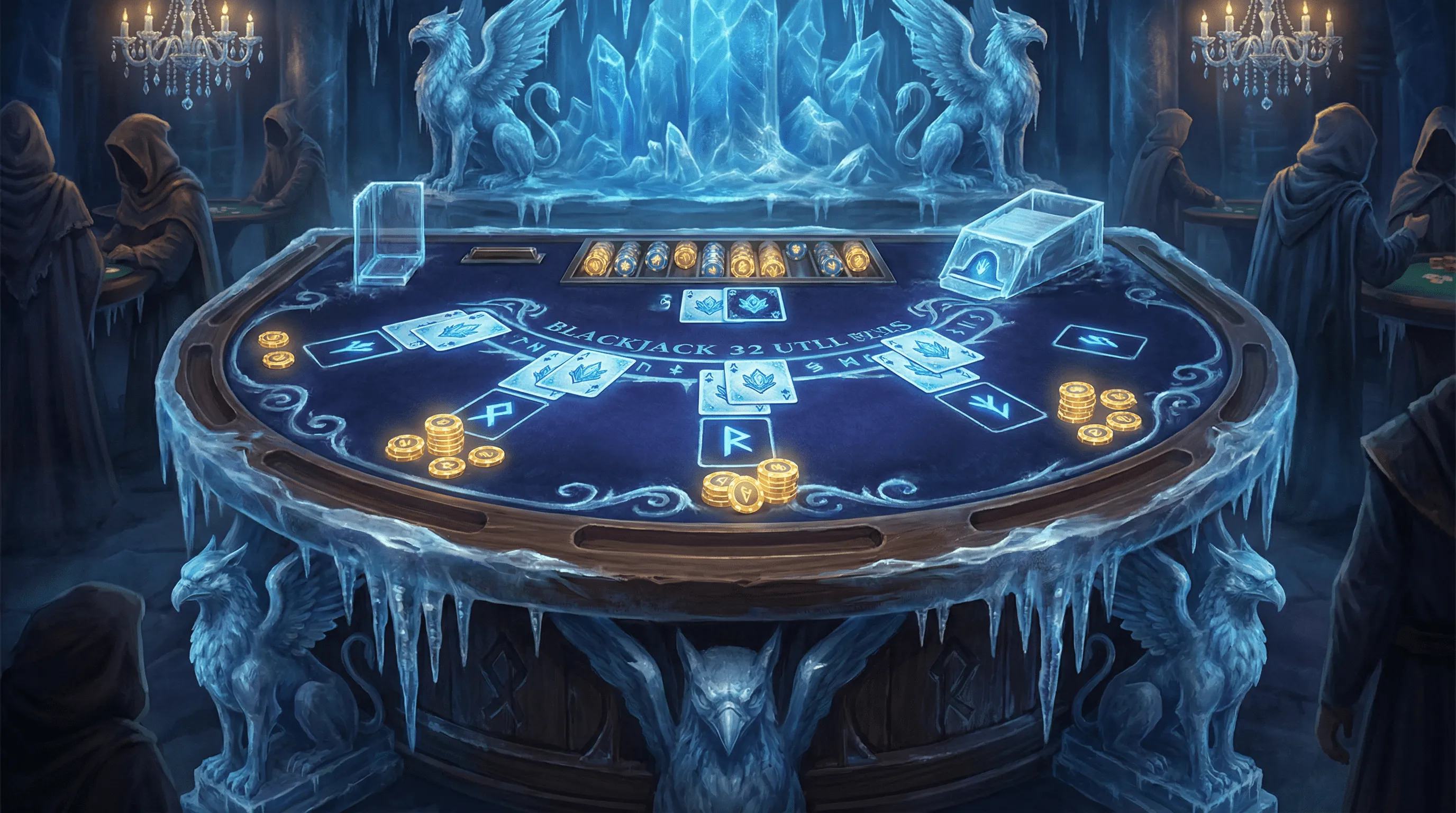 Mesa de Blackjack elegante com tema de gelo no win23